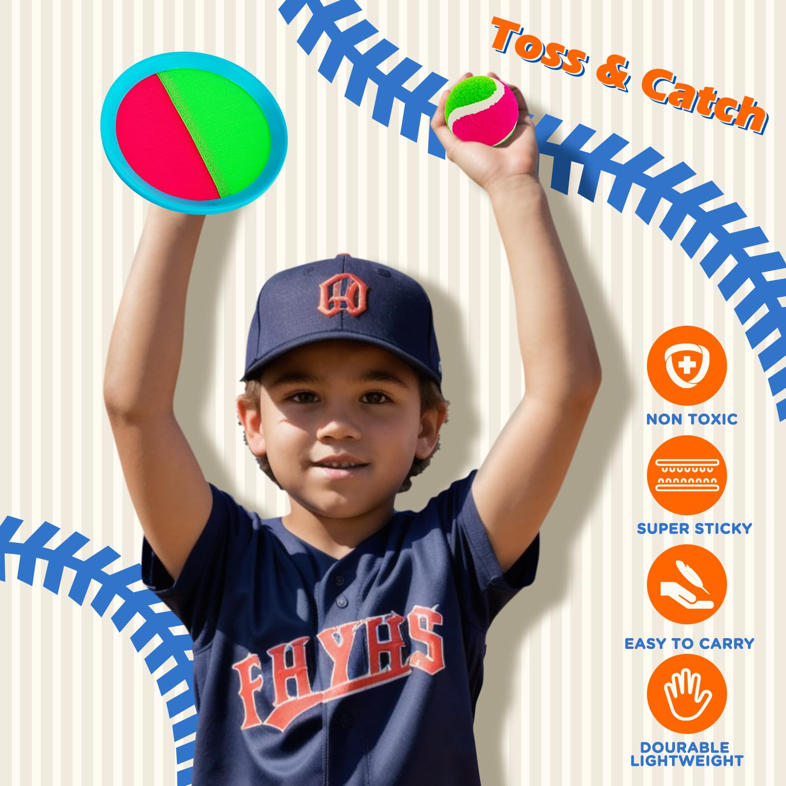 Toss and Catch Ball Set for Kids Outdoor Beach Toys Pool Toys, Catch Game with 6 Paddles and 3 Balls Outdoor Yard Games for 4-12 Years Old Boys Girls Adults