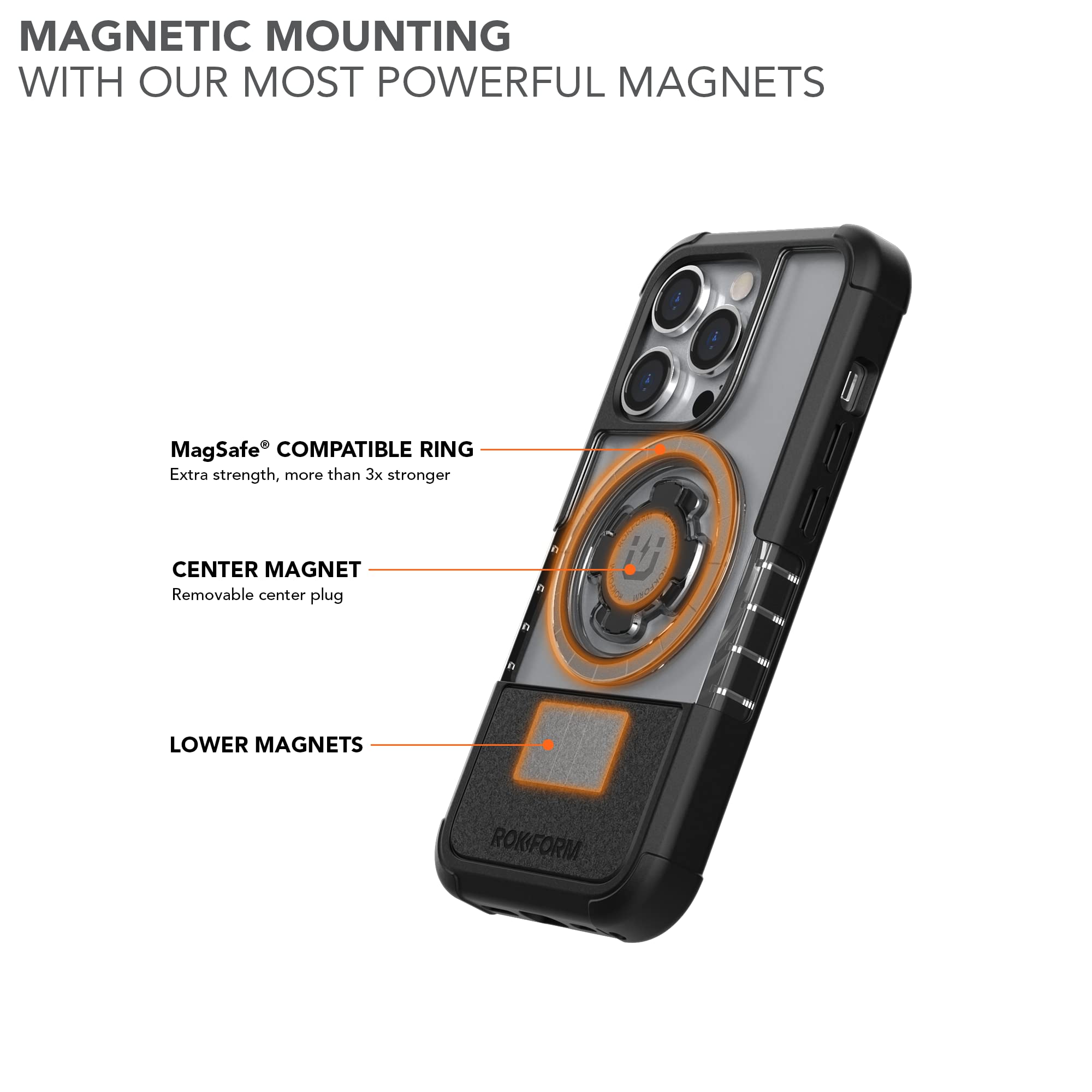 Rokform Schutzhülle für iPhone 14 Pro, Kristall-Serie, doppelt magnetische, transparente Apple-Schutzhülle, iPhone-Cover mit RokLock-Drehverschluss, schlanke, fallgetestete Schutzfülle (Transparent)