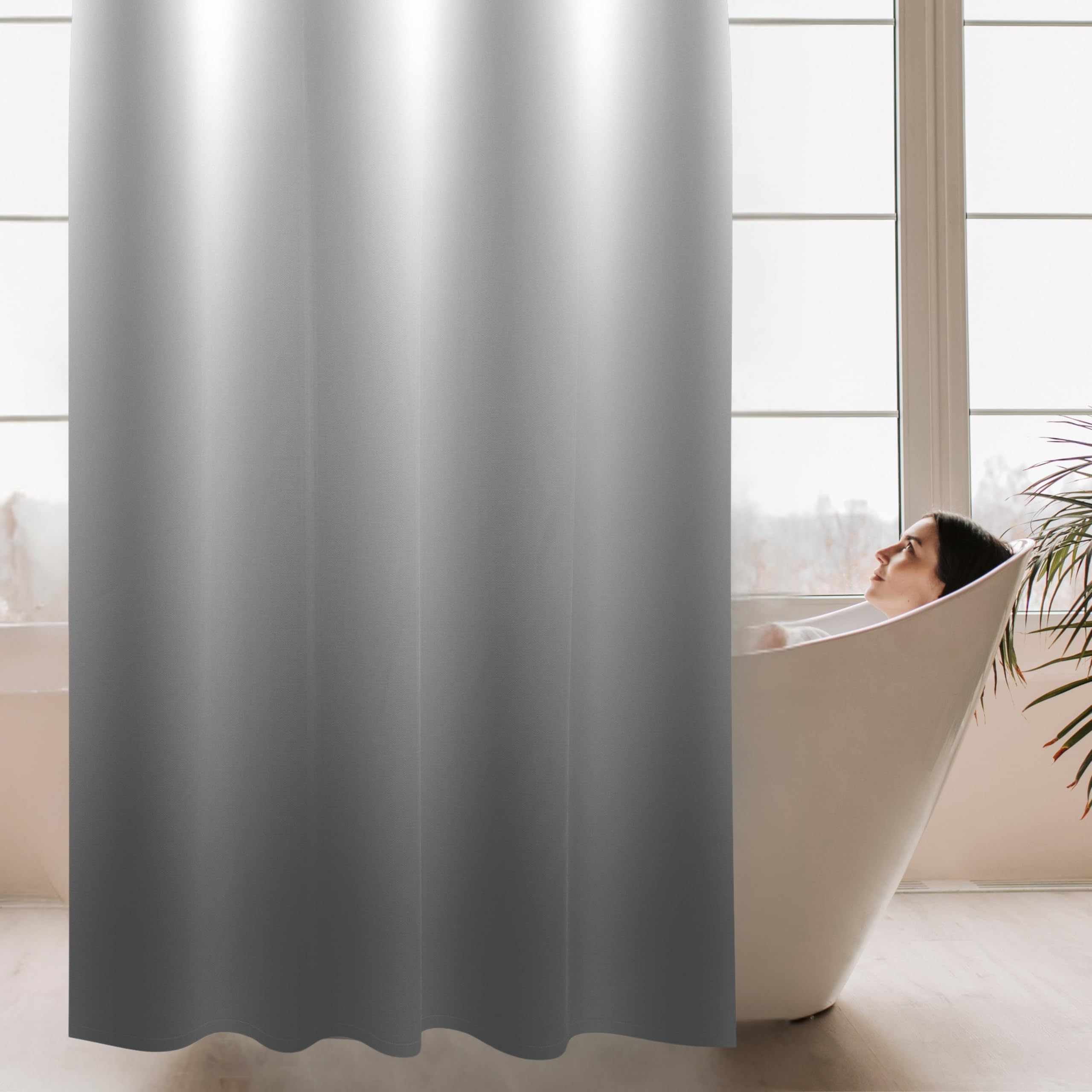 Luxury Shower Curtain - 6.5ft Polyester, 12 Hooks -4
