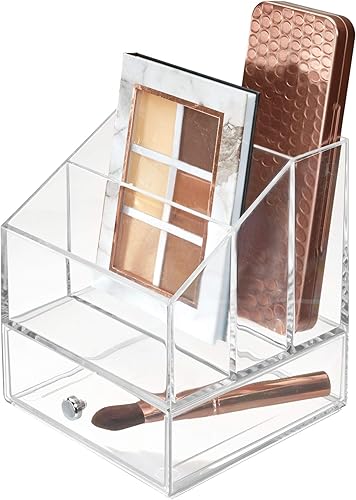 iDesign Clarity - Organizador de paleta de cosméticos con cajón para tocador o gabinete para guardar maquillaje, productos de belleza, accesorios