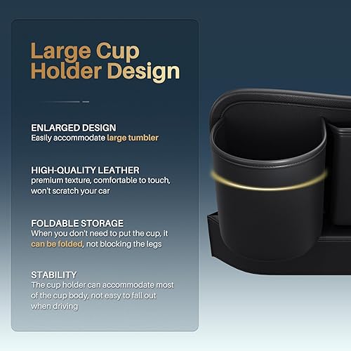 Miniatura 10 de Organizador de cuero para asiento de automóvil, organizador y almacenamiento de accesorios automotrices con bolsillos, para asientos delanteros,