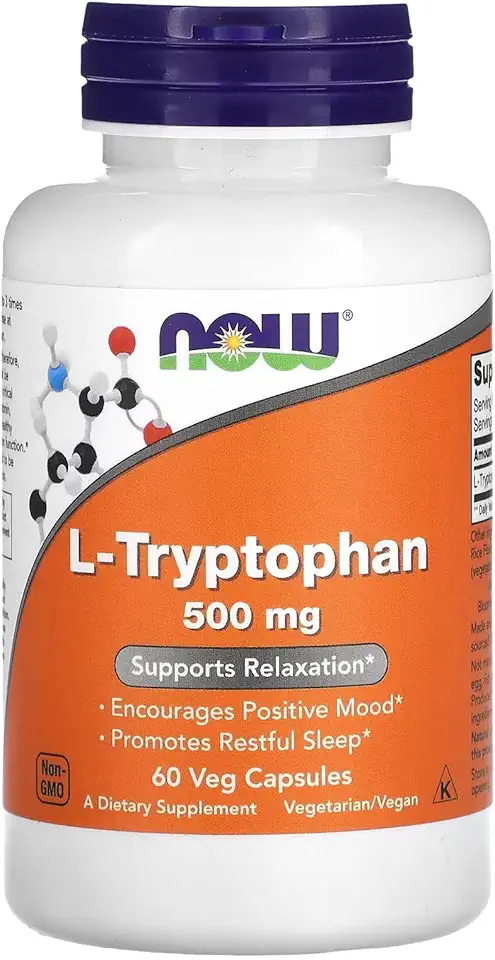 L-Tryptophan Triptofano 500mg Now Foods (60 Cápsulas Vegetarianas)
