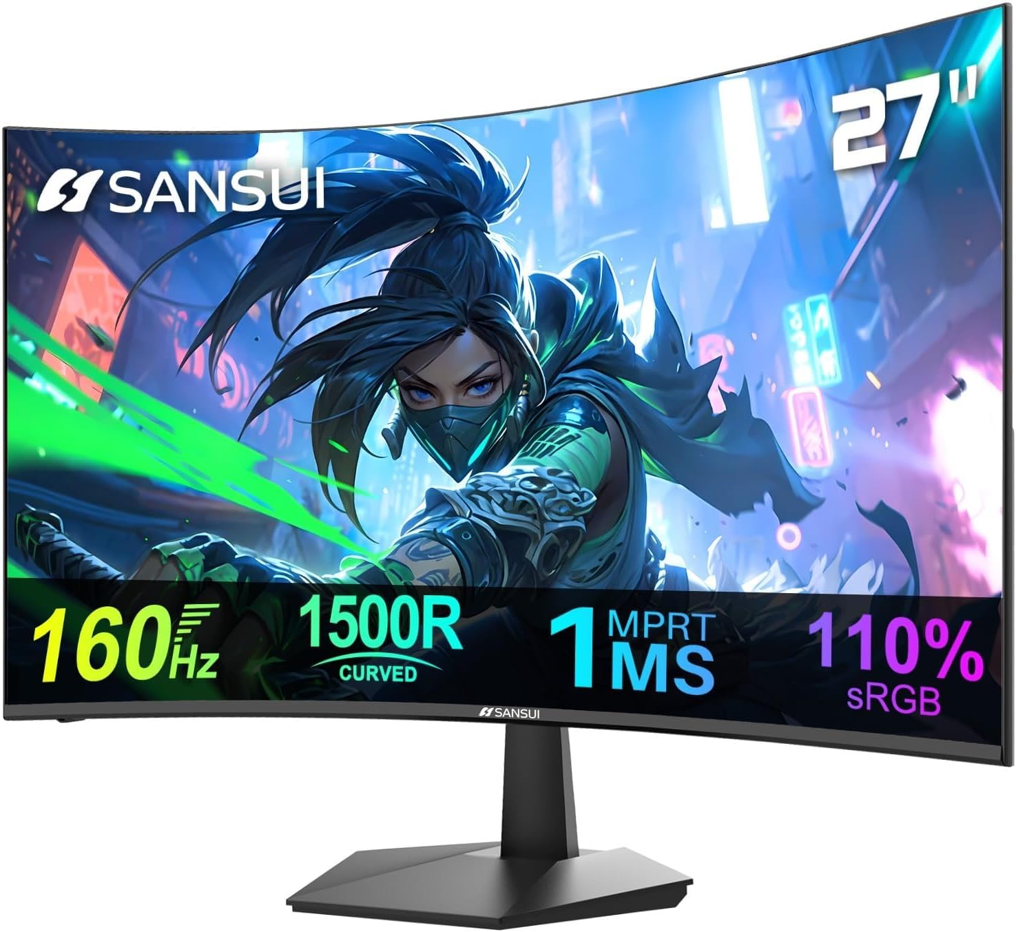 SANSUI Curved Monitor 27 inch 120Hz USB Type-C Computer Monitor