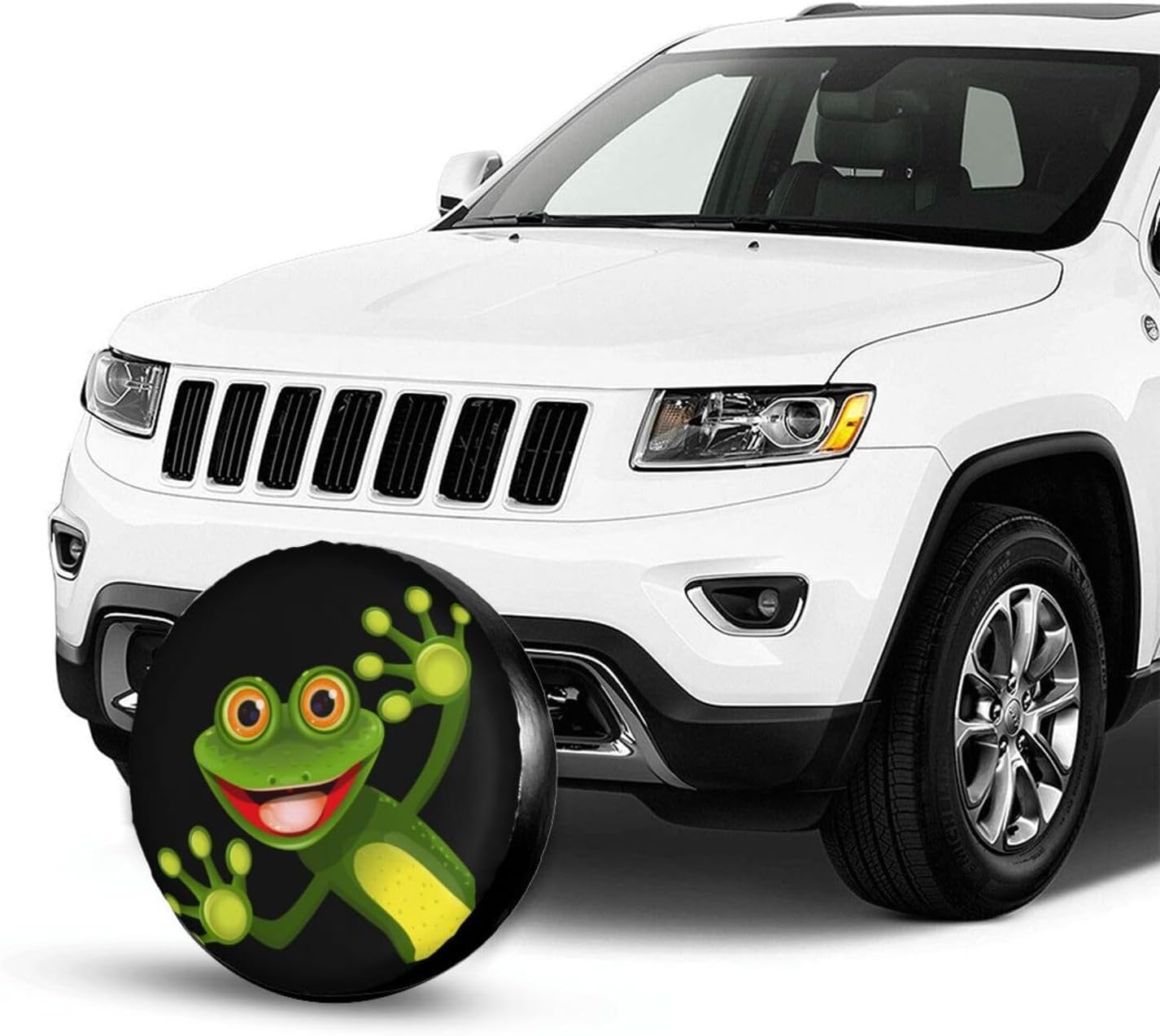 Spare Tire Covers for Trailers,Funny Green Frog Cute Animal Wheel Protectors Waterproof Sun Protection Universal Fit for Trailers Rv SUV Truck Camper Travel Trailer Accessories,17 inch
