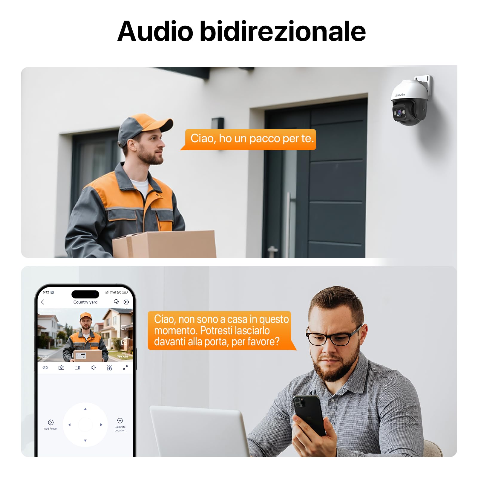 Tenda Telecamera Wi-Fi Esterno, 2K Videocamera Sorveglianza con Visione Notturna a Colori, IP Cam 360°, Audio Bidirezionale, Rilevamento di Movimento e Persone, Compatibile con Alexa, CH3