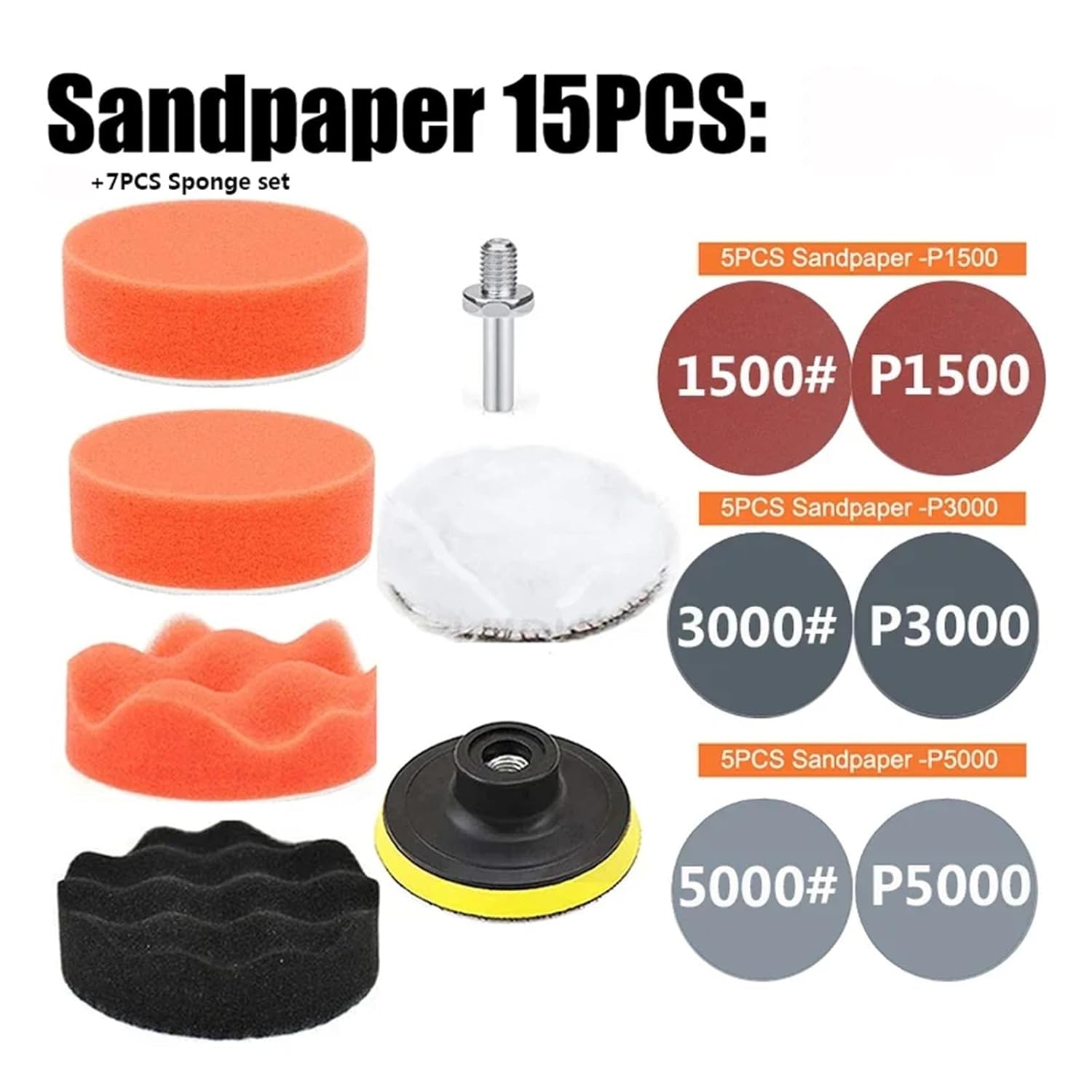 3/4/5/6/7inch Car Polishing Disc Self-Adhesive Buffing pad Waxing Sponge Wool Wheel Polishing Pad Headlight Repair Car Polish(Orange,3inches 75mm)