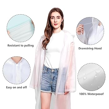 Poncho Antipioggia Trasparente Opret - 2 Pezzi In EVA | Unisex Adulti | Per Escursioni E Parchi - Foto 8