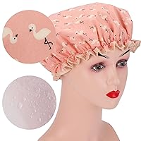 Vista 39 de Tbestmax Gorros de ducha para mujeres y niñas de larga duración, reutilizables, impermeables, gorro de baño, doble capa impermeable, 4