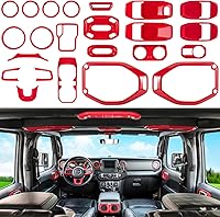 Vista 11 de Juego completo de 23 piezas de decoración interior para automóvil, cubierta de volante, manija de puerta, aire acondicionado, portavasos, luz de Rosa