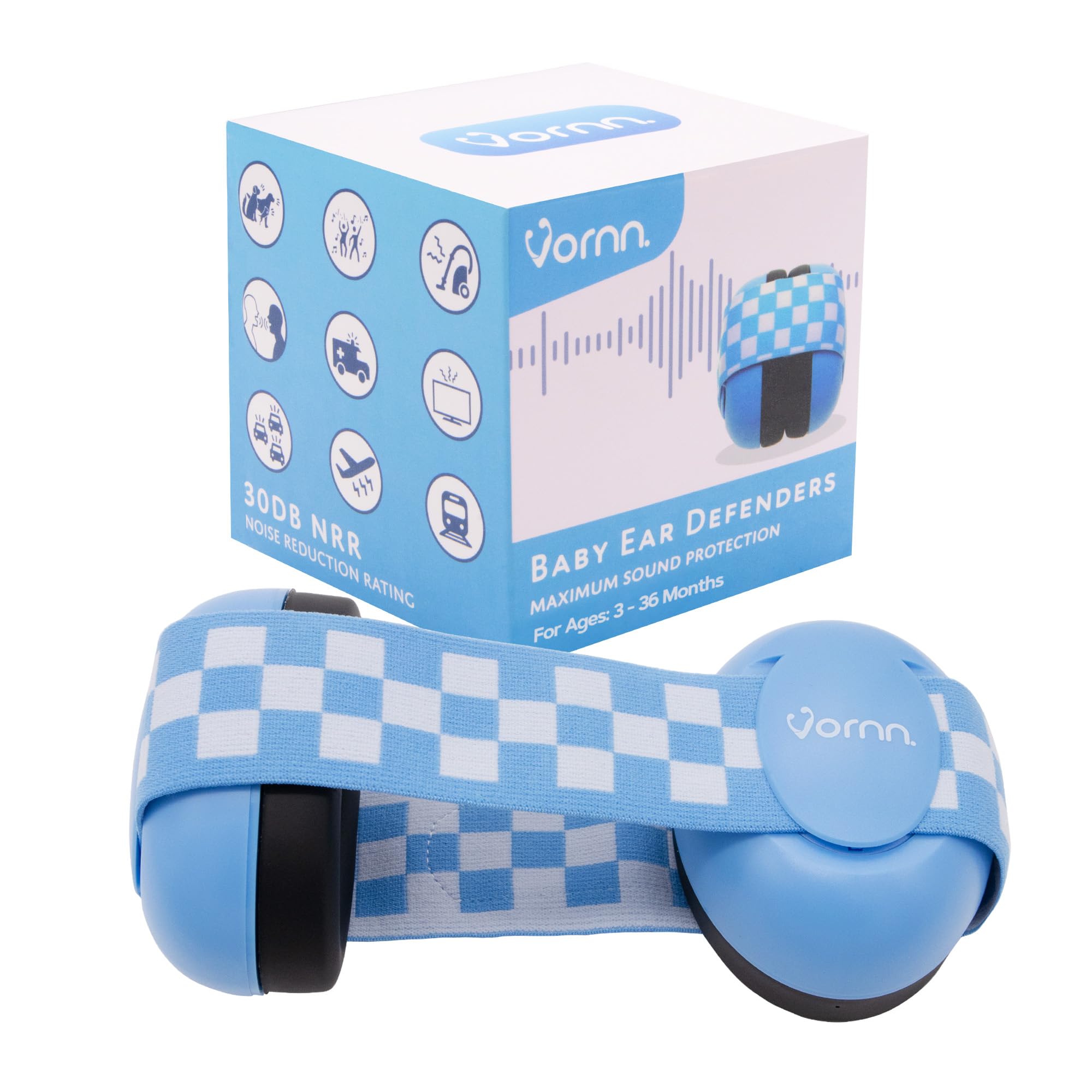 Baby Ear Defenders & Infant Headphones Noise Cancelling Earmuffs for Babies and Toddlers 0-36 Months in Blue | CE & UKCA Certified for Hearing Protection, Comfortable Fit & Safe Sleep