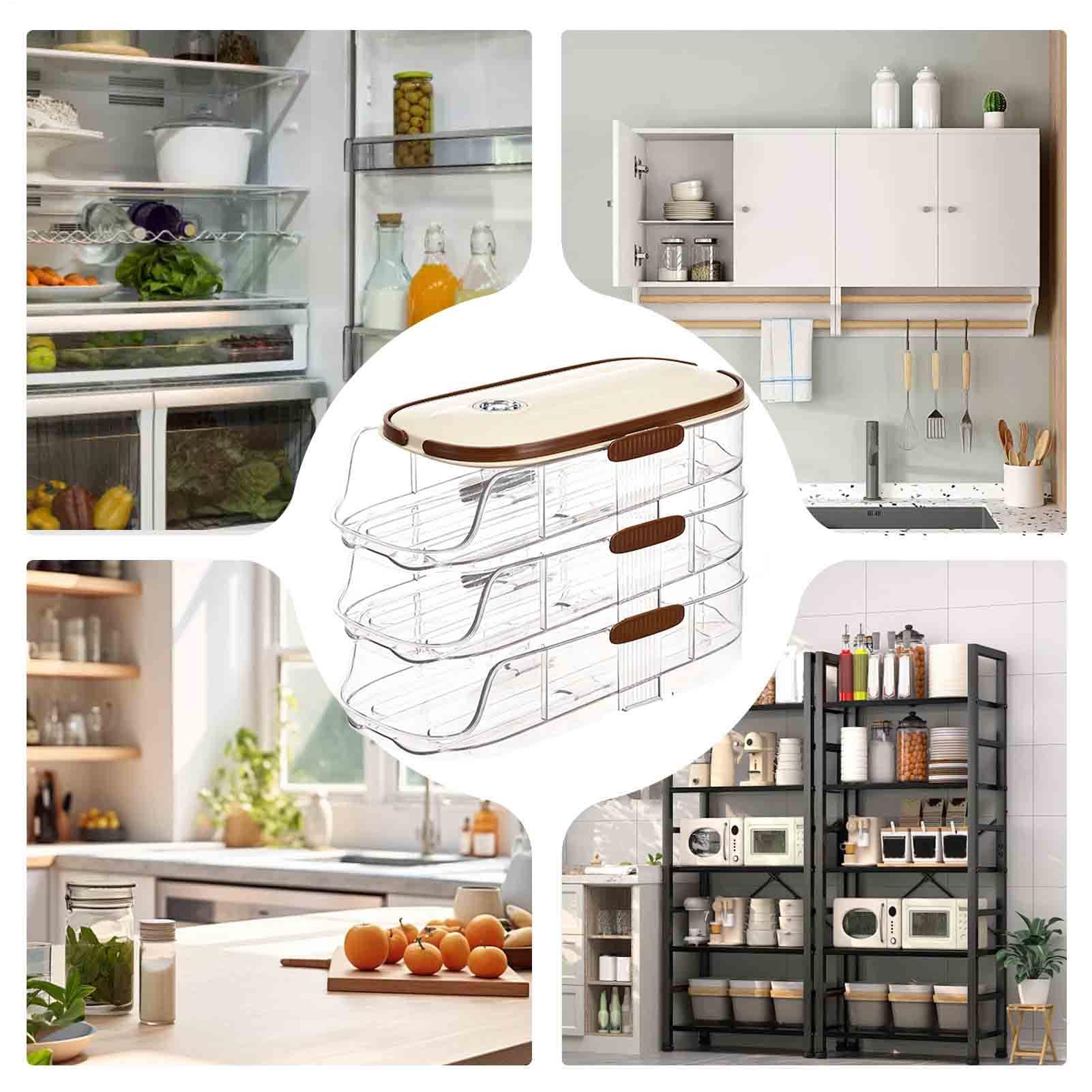Rejilla para huevos, soporte para huevos con ruedas | Almacenamiento de huevos apilable para frigorífico,Organizador estable de huevos para nevera, dispensador de huevos que ahorra espacio para almace