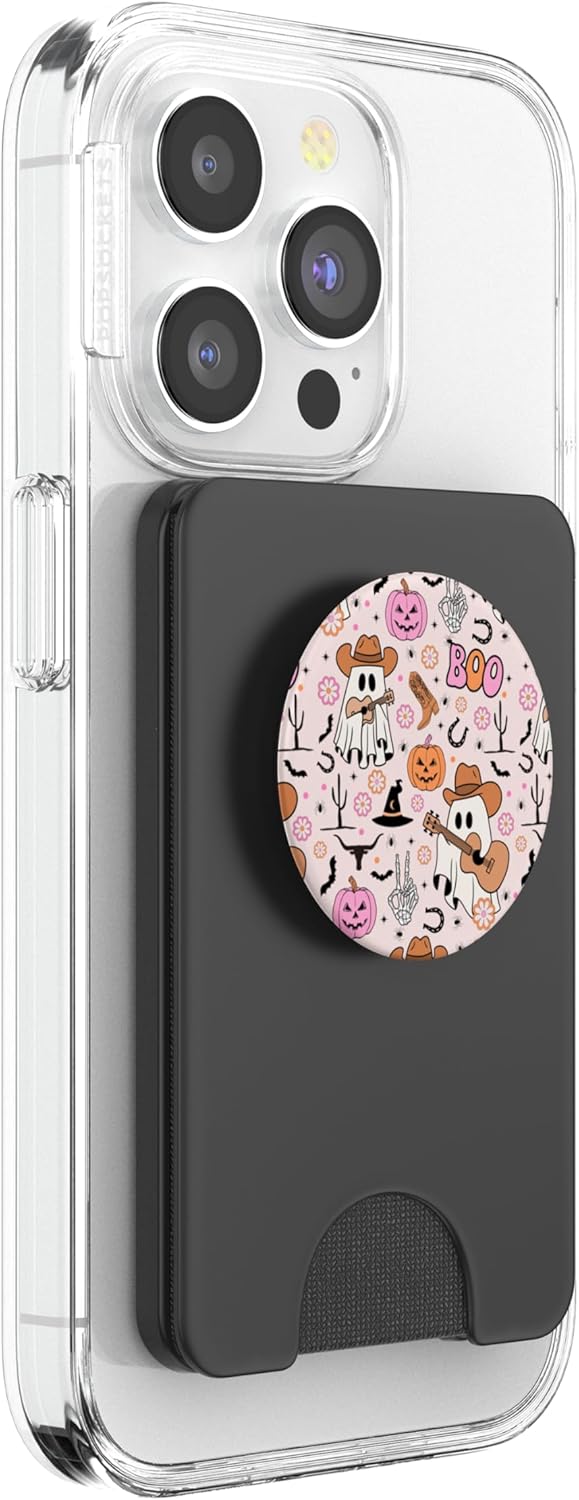 Spooky Ghost Cowboy Cute Halloween Boo Western Retro Pastel PopSockets PopWallet for MagSafe