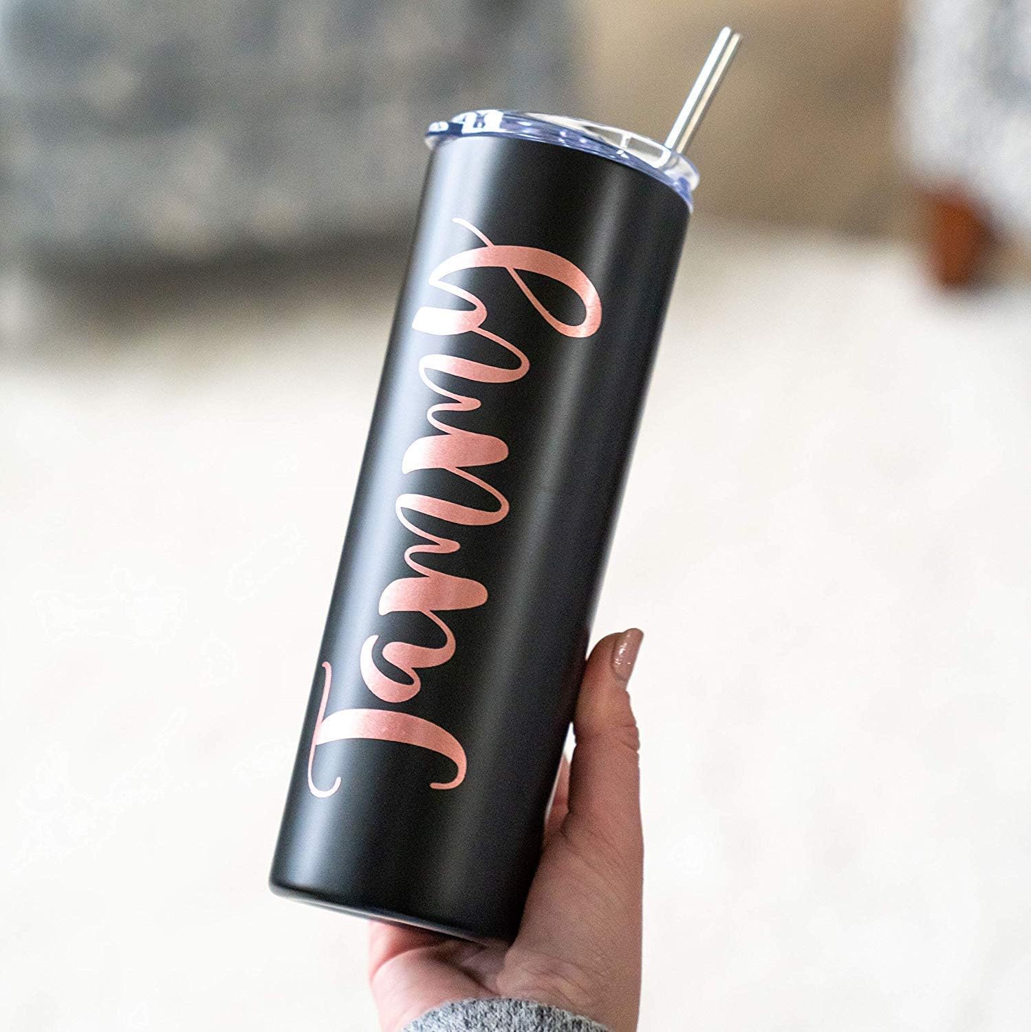 Gеt Dіѕсоunt 70% Prісе SKINNY TUMBLERS (4 pack) 20oz Stainless Steel Double Wall Insulated Tumblers with Lids and Straws | Skinny Travel Mug, Straw Cleaner INCLUDED! Reusable Cup With Straw | Vinyl DIY Gifts (Black)