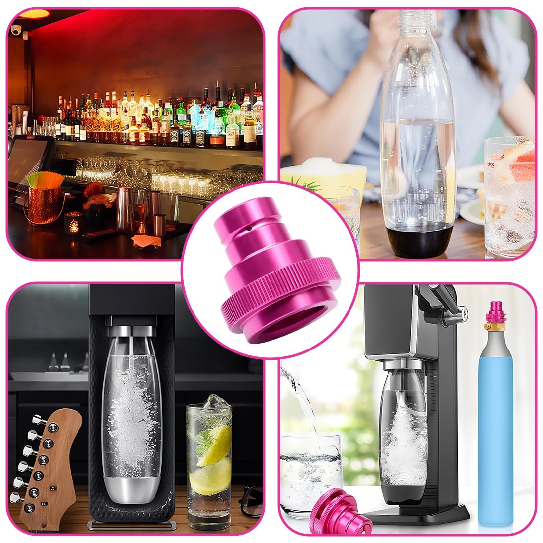 XPEX 1 Pezzi Adattatore Rapido CO2 per SodaStream, Compatibile con Duo/Art/Terra, TR21-4 Filetto Trapezoidale, Ricarica Bombola Soda Maker, Porpora（A）