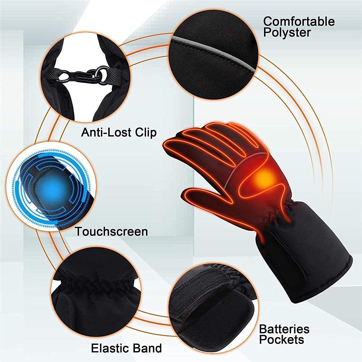 Guantes térmicos Guantes de Invierno para Hombres y Mujeres, 3 Niveles de Calentamiento Pantalla táctil Guantes térmicos Impermeables para Esquiar Snowboard Pesca