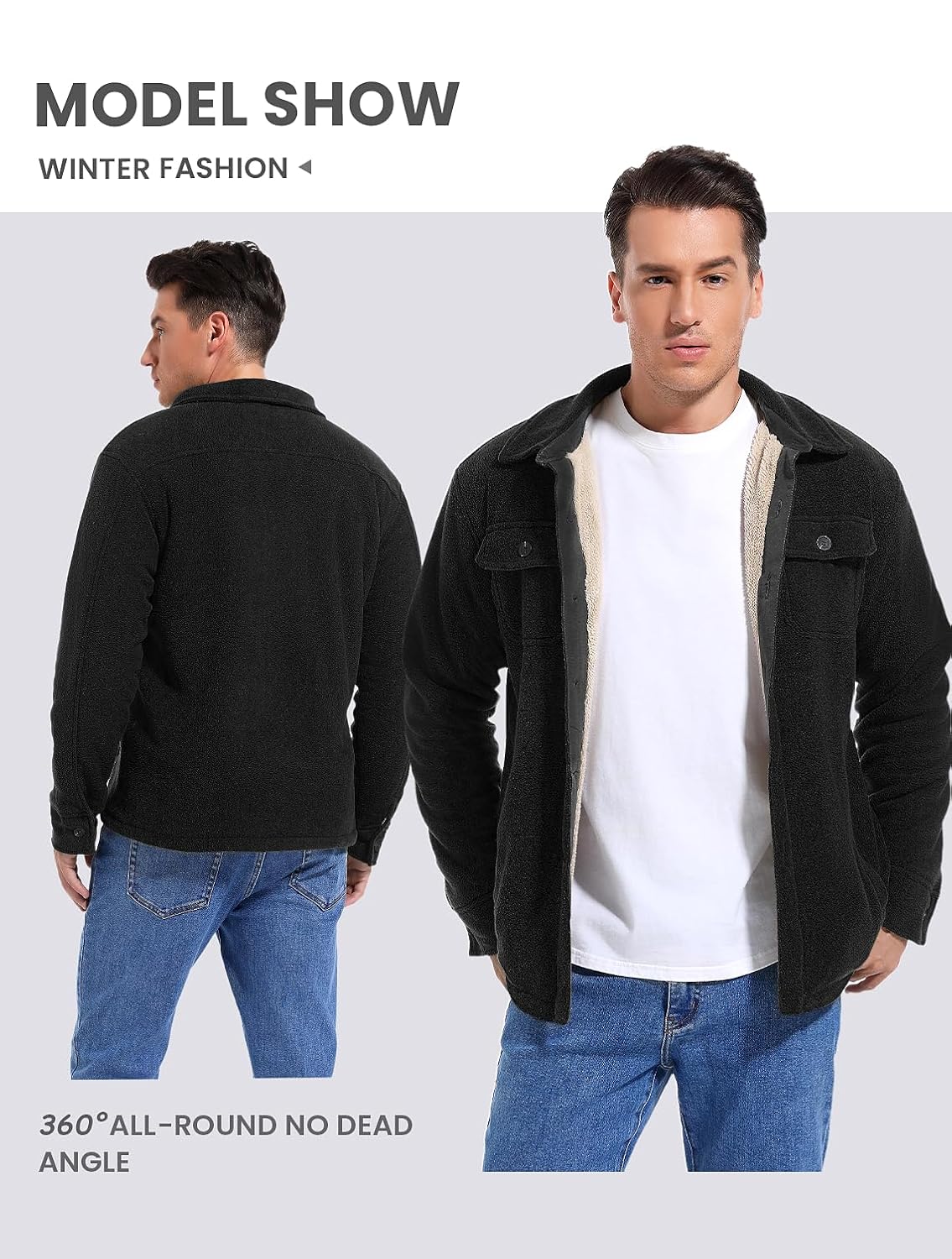 Puhope Jaqueta masculina de lã polar com forro de sherpa quente para homens, jaqueta grossa de botões com vários bolsos em promoção! Veja a oferta e mais achadinhos de Jaquetas & Casacos 9 Hoje é o melhor dia para comprar Puhope Jaqueta masculina de lã polar com forro de sherpa quente para homens, jaqueta grossa de botões com vários bolsos com aquele preço maroto! Promoção! Aproveite a oferta! 9