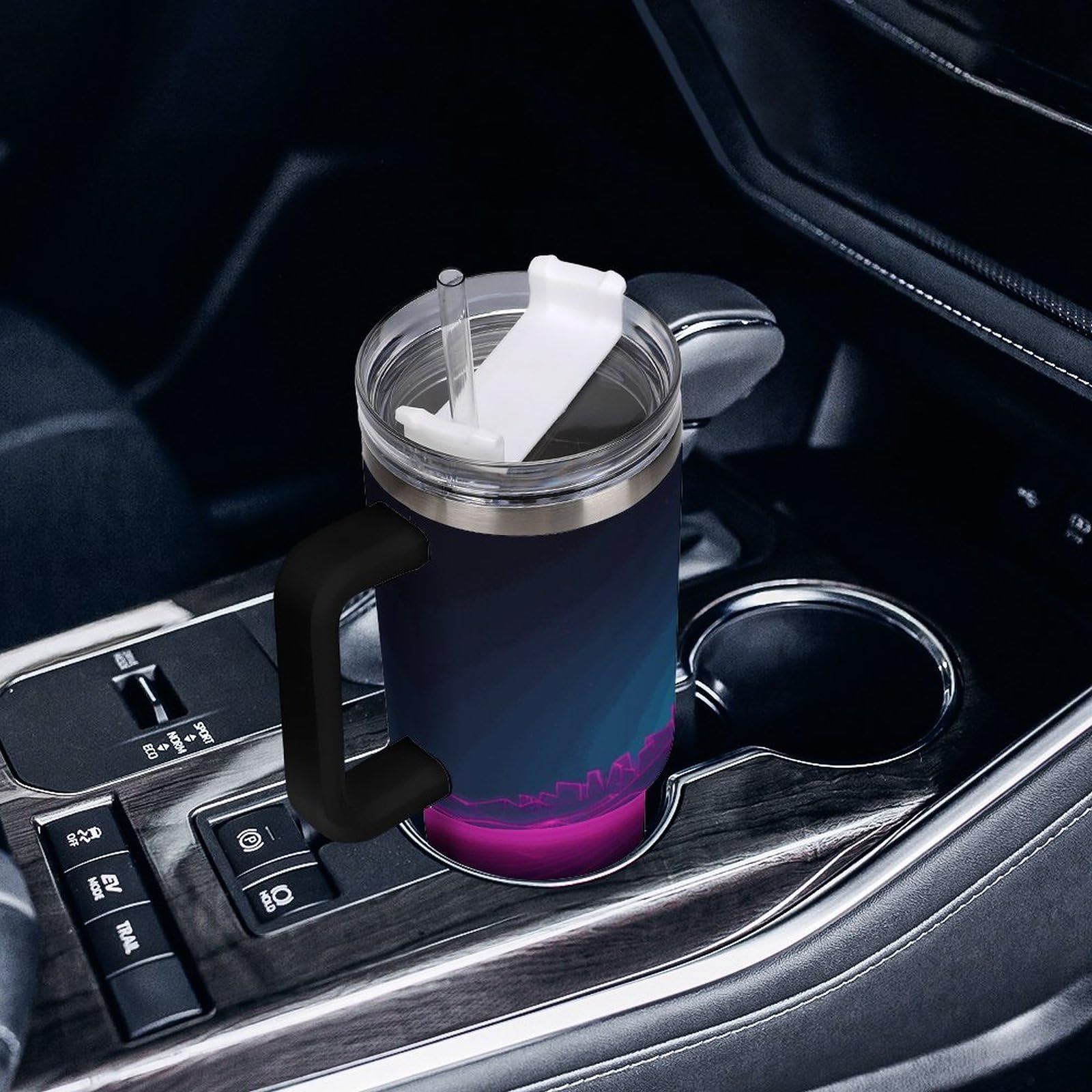 Retrowave Pictures - Tazas con popote y asa, taza de café con aislamiento al vacío de doble pared, botellas de agua para café helado, té, bebida caliente y fría