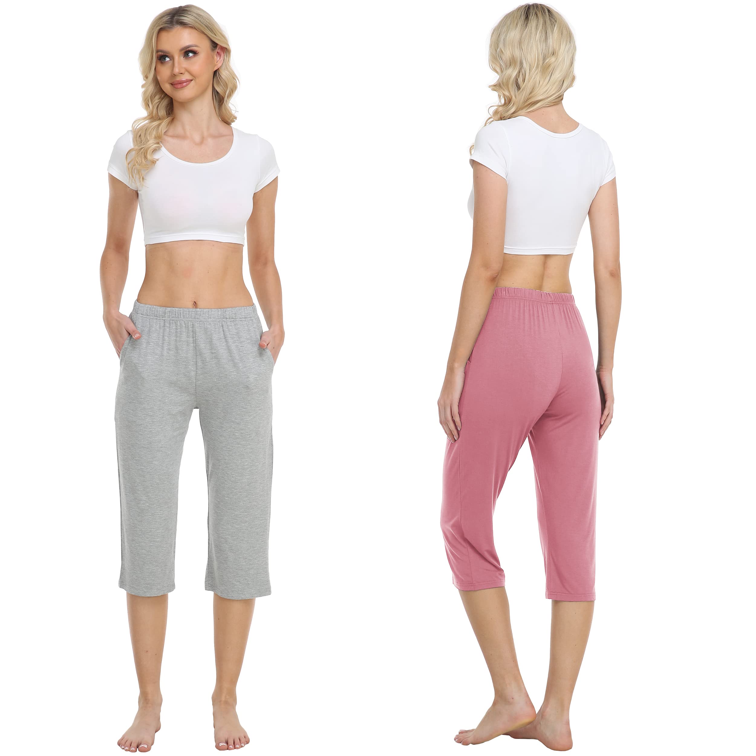 MoFiz Pantacourt de Pyjama Femme Bas Pyjama Modal Leger Pantalon Parfaits pour Le Sport ou Nuit
