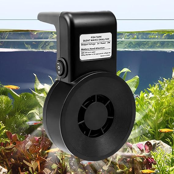 Fish Tank Cooler - 4.61x2.76x2.76 Inches ABS Chilling System, Speed Mode, Quiet USB Powered Design | Tropical Coral Shrimp Sea Creatures Freshwater Saltwater Aquarium