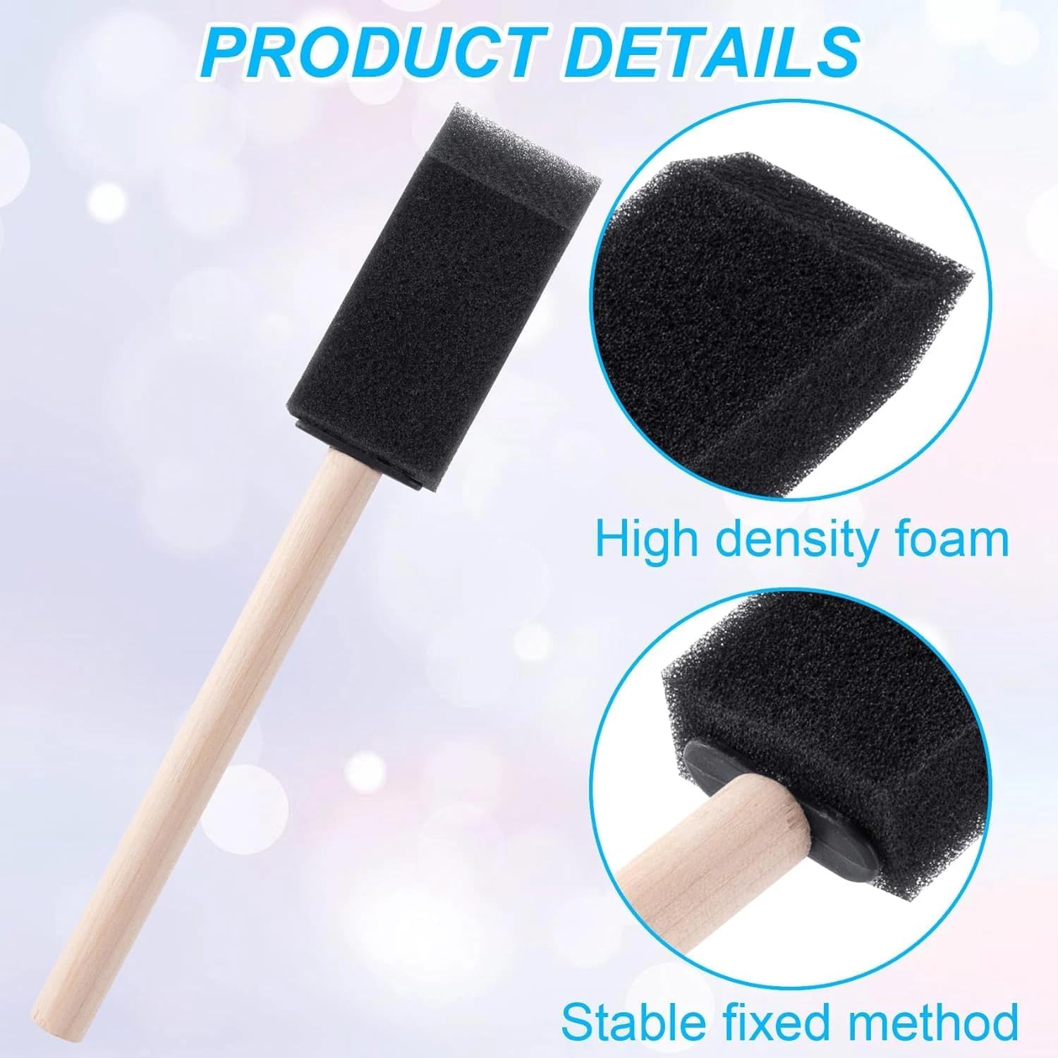5Pcs Foam Brushes for Painting, Foam Paint Brushes, Sponge Paint Brush, 1 Inch Paint Brush for Painting, Wooden Handles Brushes for Staining DIY Craft Varnishes Painting and Cleaning(1 Inch)