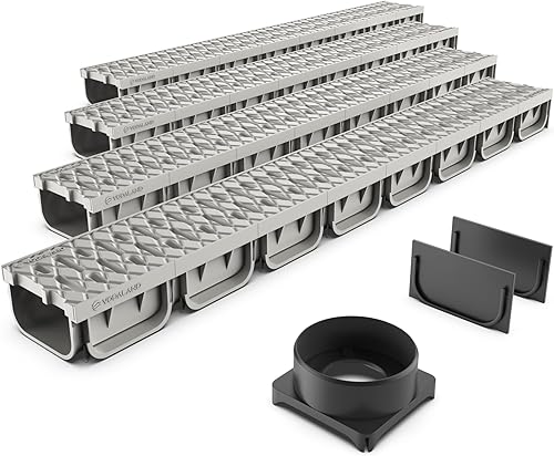 Vodaland - Sistema de drenaje de zanja de 4 pulgadas con rejilla - Color marfil - Easy 2 canales (4)
