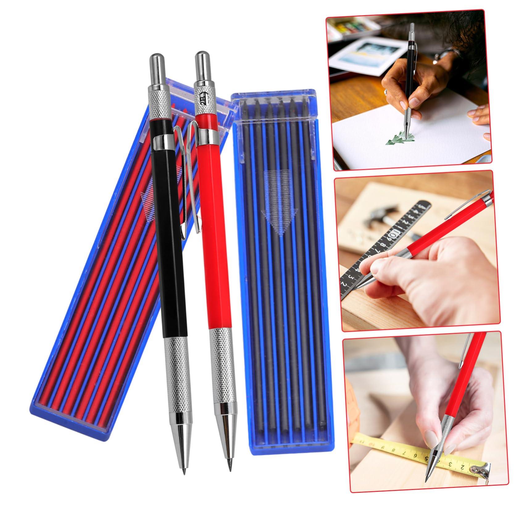 NUOBESTY 5ensembles Crayons Mécaniques Pour Recharges Crayons De Charpentier Multi-fonctionnels Pour Traçage Marquage Professionnel