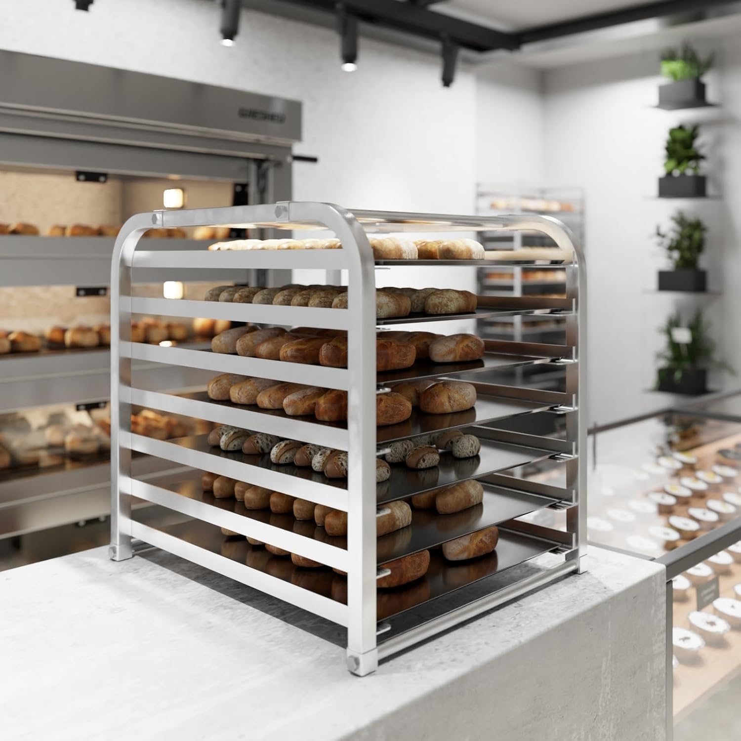 7 Pan End Load Countertop Full Size Sheet | Bun Pan Rack | NSF Certified | (20.3" Long x 24" Deep)