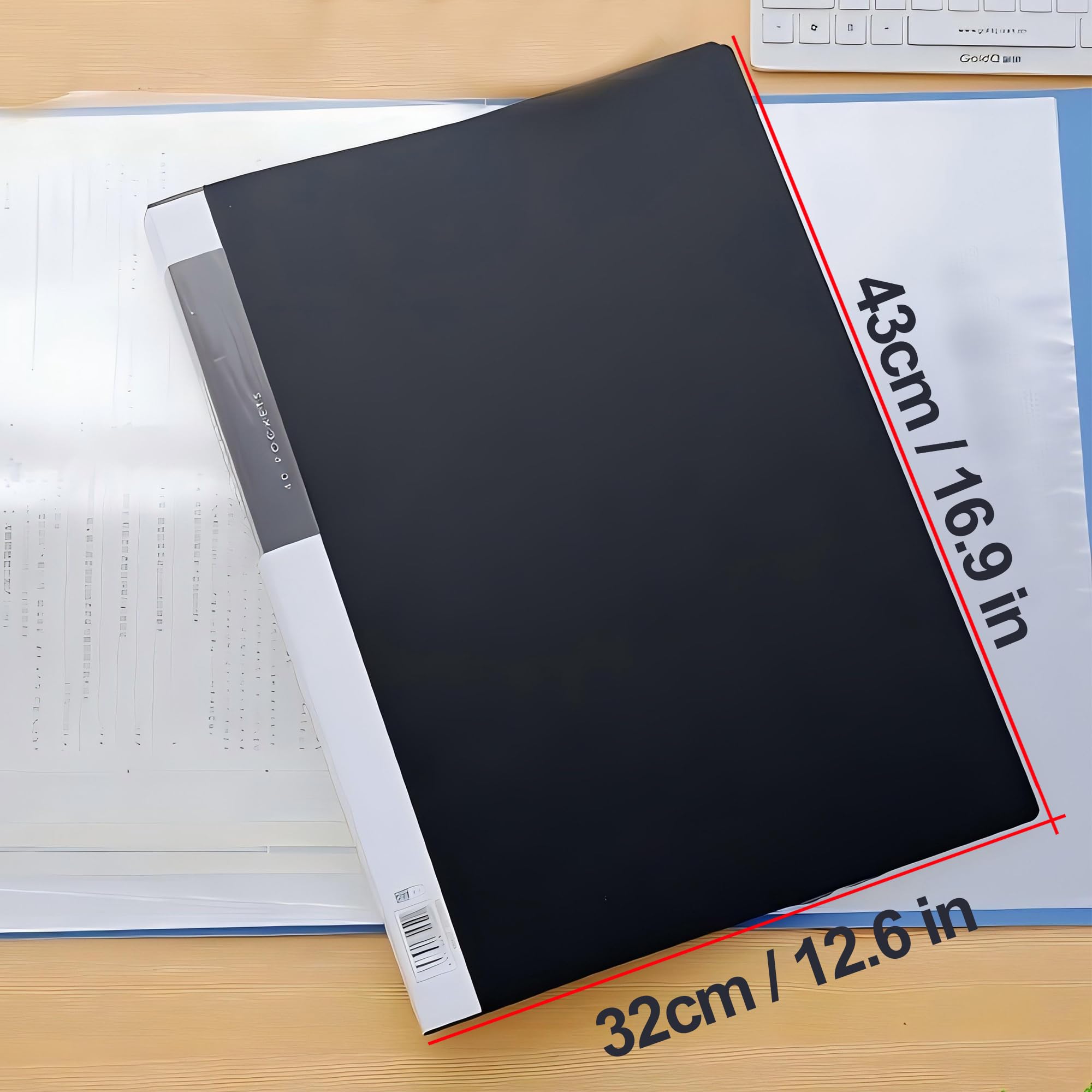 Black Heavy-Duty Art Portfolio Folder with Clear Sheet Protectors, 16.7"x12.8", 60-Pocket Binder for Displaying 120 Pages - Image 2