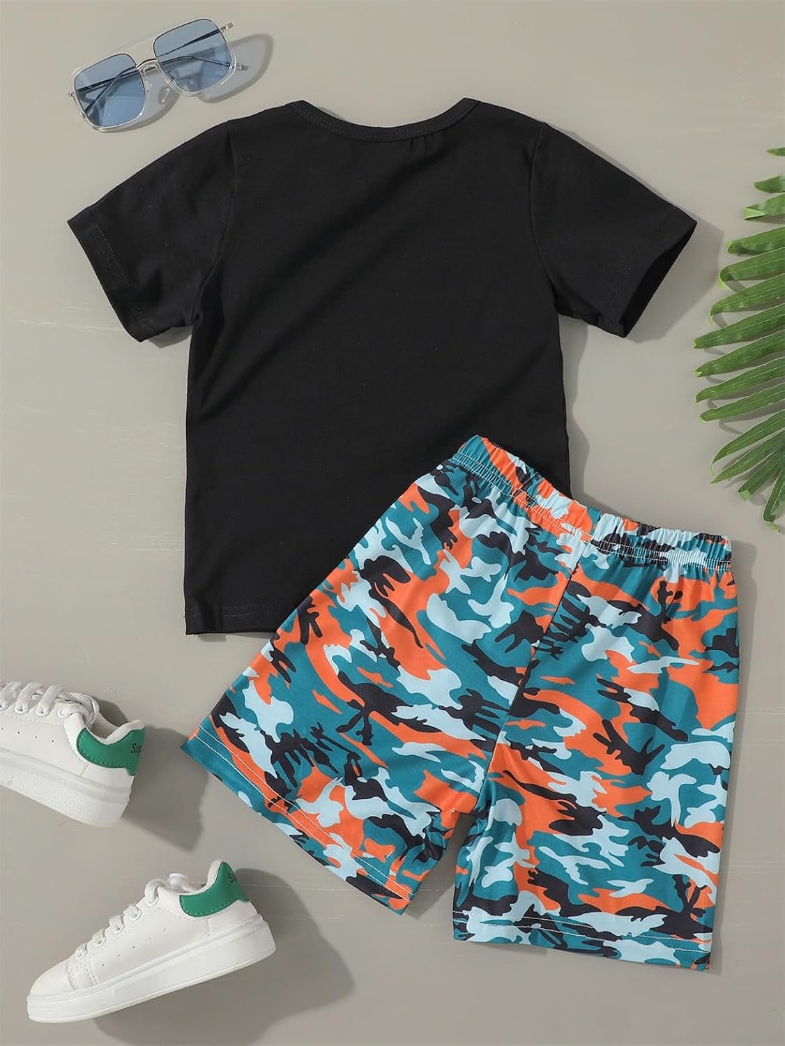 Kid Toddler Baby Boys Clothes Tie-dye Palm Leaf Top 2Pcs Summer Shorts Set