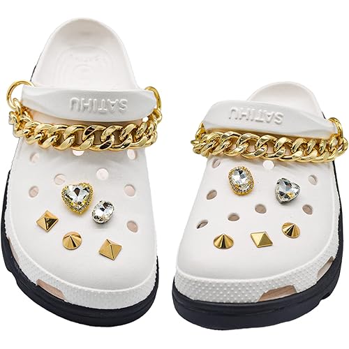 Alloy Chains for Croc, Rhinestone Croc Charms, Gold Croc Charms, Shoe Charms for Croc, Shoe Decoration Charms, Croc Chains Shoe Charms (Gold)