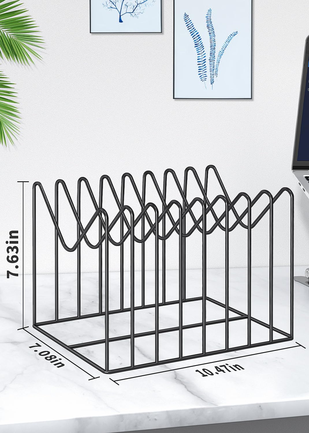 TOPCJ 2 Sets Wire File Organizer for Desk,File Folder Holder/Rack/Stand,File Sorter Organizer,Desktop Record/Clipboard Holder,8 Sections Storage,Anti-Scratch/Rusty,Steel Stable Holder,Black