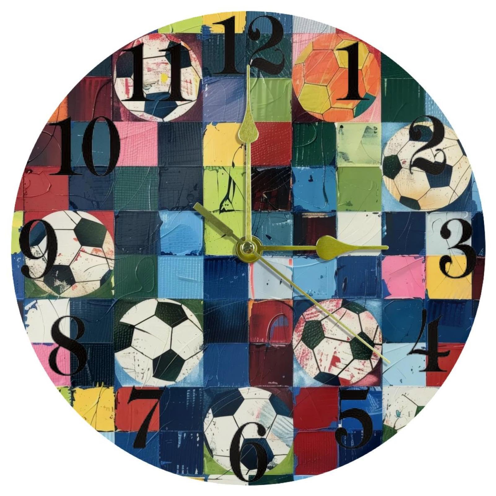 Horloge murale silencieuse sans tic-tac carrée et colorée pour maison et école