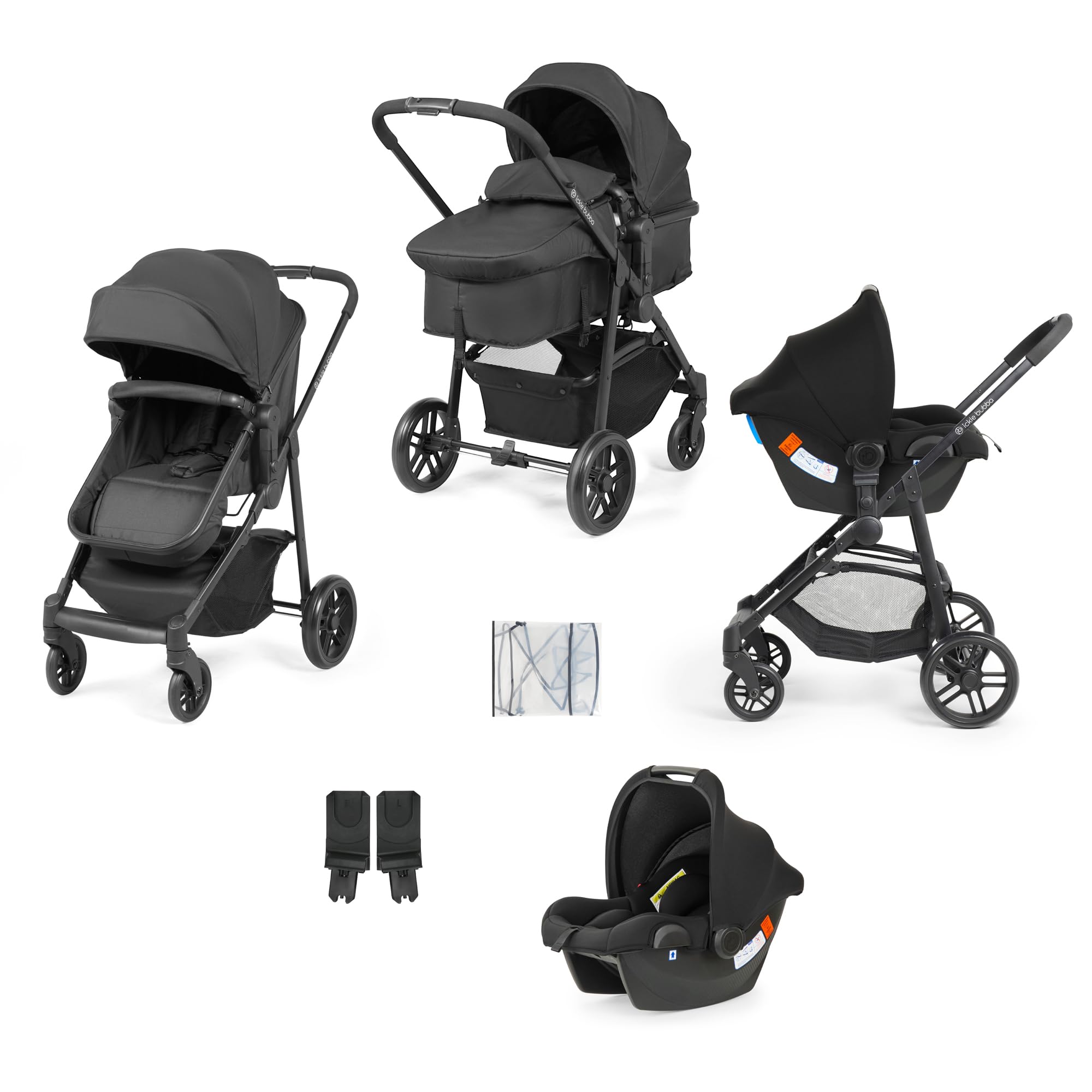 Star 3-in-1 Travel System with Astral Group 0+ Car Seat – Convertible Pram & Pushchair, Suitable from Birth to 15kg (Approx. 3 Years*), Spacious Basket & All-Terrain Wheels (Black)