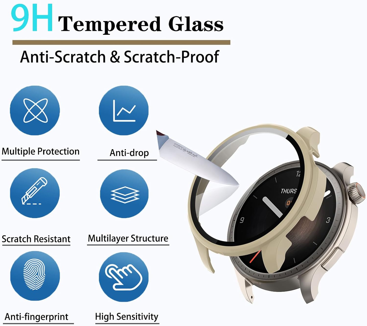 [4-Pack] Screen Protector Case with Tempered Glass Compitible with Amazfit Balance Smart Watch, Hard PC Case Screen Protector Cover Bumper Accessories for Women Men image 3