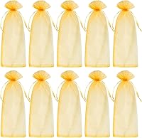 Vista 1 de Tayfremn 40 bolsas de vino de organza con cordón, bolsas de regalo para botellas de organza, bolsas de regalo doradas transparentes para envolver