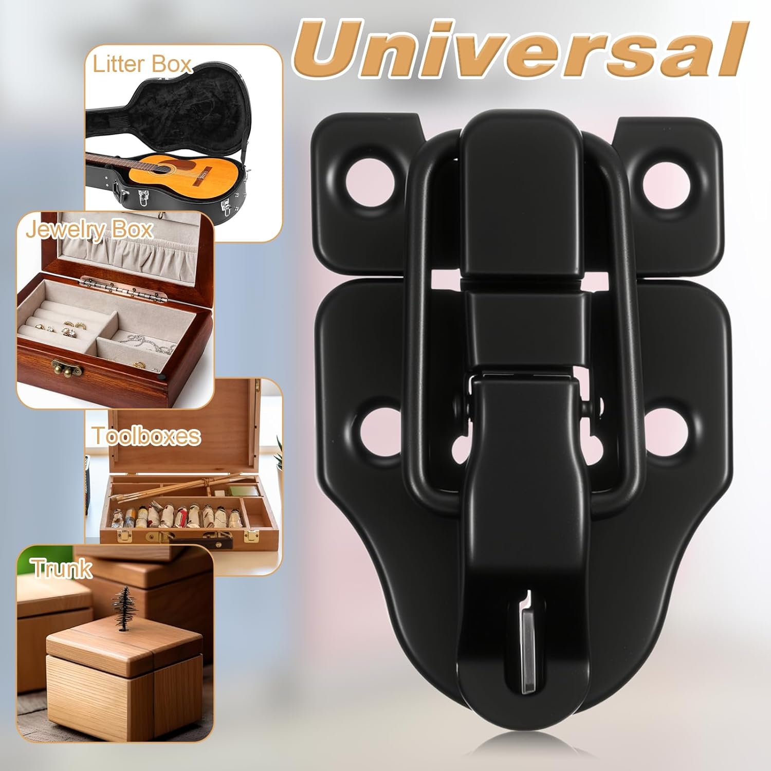 4 PCS Black Toggle Hasp Latches Hardware with Screws, Metal Duck Billed Box Hasp Lock Toggle Latch Catch Tool Box Buckle Latches Hardware Replacement Chest Latche for Cabinet Jewelry Wooden Boxes