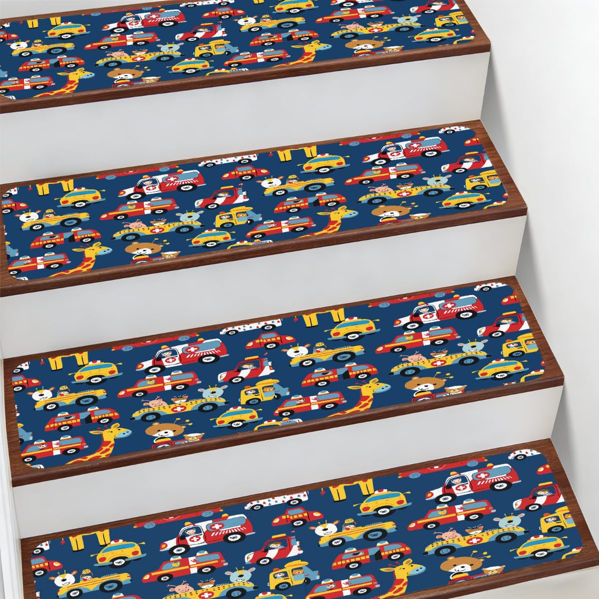 Alfombra para escaleras Mexpekil de 7.8 x 30 pulgadas con jirafas infantiles antideslizantes