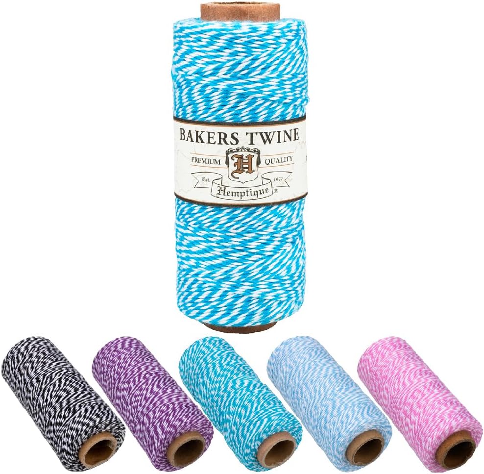 Craft County 100% Cotton Twine Spools – 2-Ply Crafting Cord 1mm Thick in 410 ft (125m) – Black and White