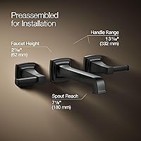 Vista 4 de KOHLER T26432-4-BL RIFF Molde de grifo de lavabo de baño para montaje en pared, negro mate