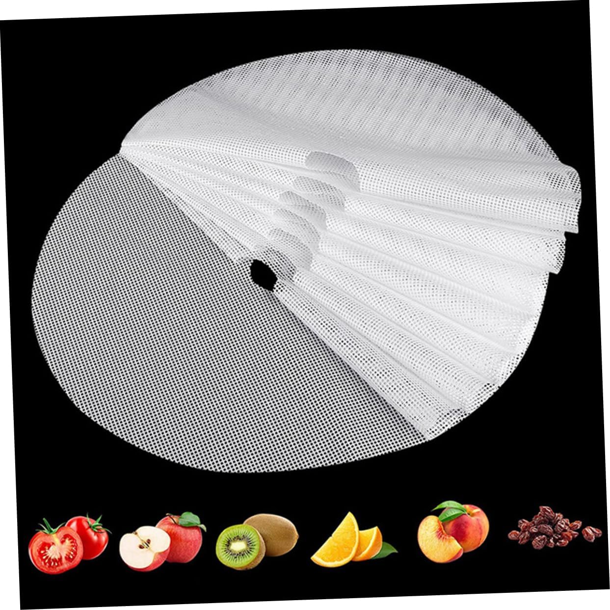 12PCS Silicone Drying Mats for Food Dehydration Nonstick Easy to Clean Silicone Food Dryer Sheets Round Dehydrator Accessories for Fruits Vegetables