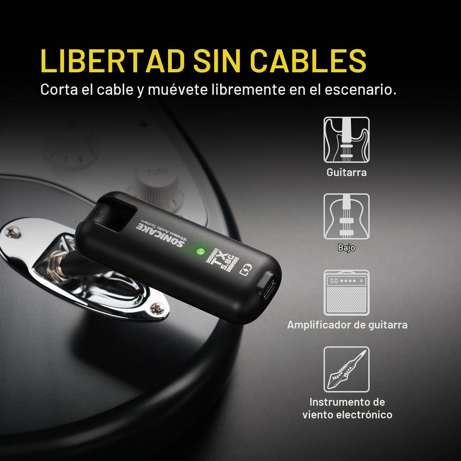 SONICAKE 5,8GHz Sistema inalámbrico para guitarra, transmisor y receptor