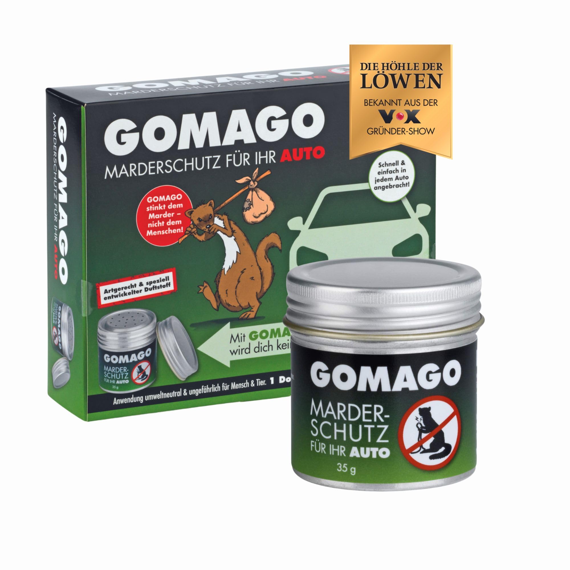 GOMAGO Marderschutz für Ihr Auto | zuverlässige und artgerechte Mardervergrämung durch Duftstoff | Alternative zu Marderschreck, Marderspray, Ultraschall u.ä. | Granulat [1 x 35g]
