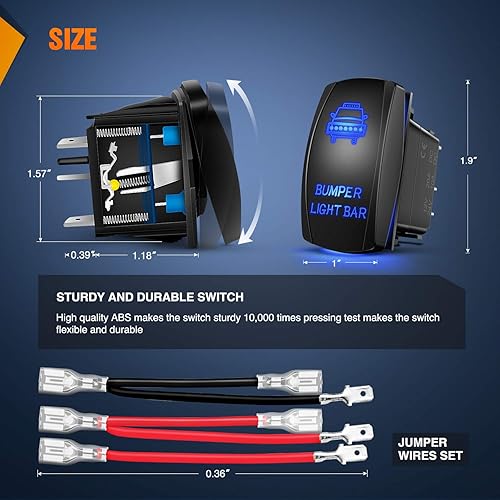 Vista 77 de Interruptor de direccional Nilight azul de 4 pines ON OFF ON, interruptor basculante SPDT grabado con láser, interruptores de palanca 12 V 20 A 24 V