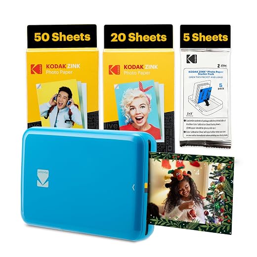 KODAK Step Stampante Foto - 75 Fogli - Mini Wireless - Zink 2x3” - Bluetooth - Blu