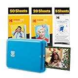 Kodak Step Instant Smartphone Photo Printer - 75 Sheets Bundle - Portable Mini Color Wireless Mobile Printer - Zink 2x3” Sticky-Back Photos - Bluetooth Compatible with Smart Devices - Fun App -Blue