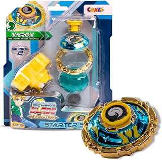 CRAZE Blade Starter Set Serie 2 Coraxus Peonza de Batalla con Lanzador Peonzas Niños Trompo con Punta Giratoria Multicolor