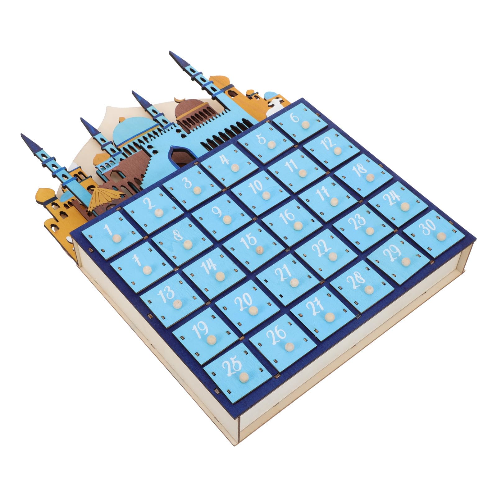 Ramadan Adventskalender mit 30 tage Countdown und LED Beleuchtung Vielseitige Blaue Dekoration für Wohnzimmer und Festtagsfeiern zu Eid Mubarak