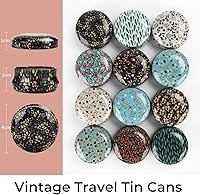 Vista 2 de Rarapop 12 Pack Reusable Mini Round Tinplate Candle Tin Jars with Lids, 20ml Small Vintage Travel Tin Cans Refillable Empty Container Bottle for Lip