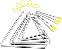 Vista 5 de Juego de 6 instrumentos de triángulo musical, 4, 5, 6, 7, 8, 9 pulgadas, instrumentos de percusión con Striker, triángulo de acero musical