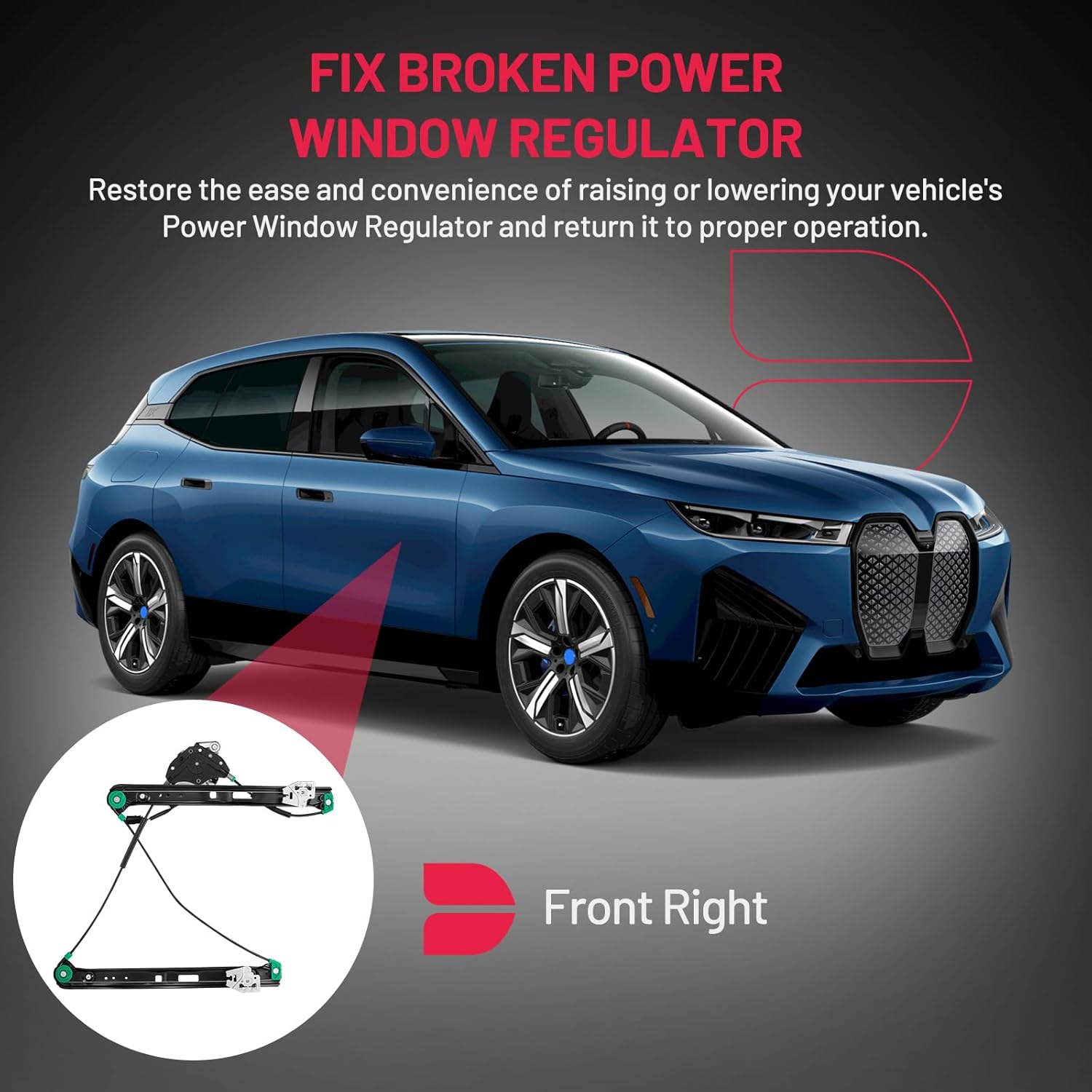 BDFHYK 741-485 Power Window Regulator with Motor Front Right for 1999-2000 BMW 323i 2001-2005 BMW 325i 2001-2005 BMW 325xi 1999-2000 BMW 328i 2001-2005 BMW 330i 2001-2005 BMW 330xi